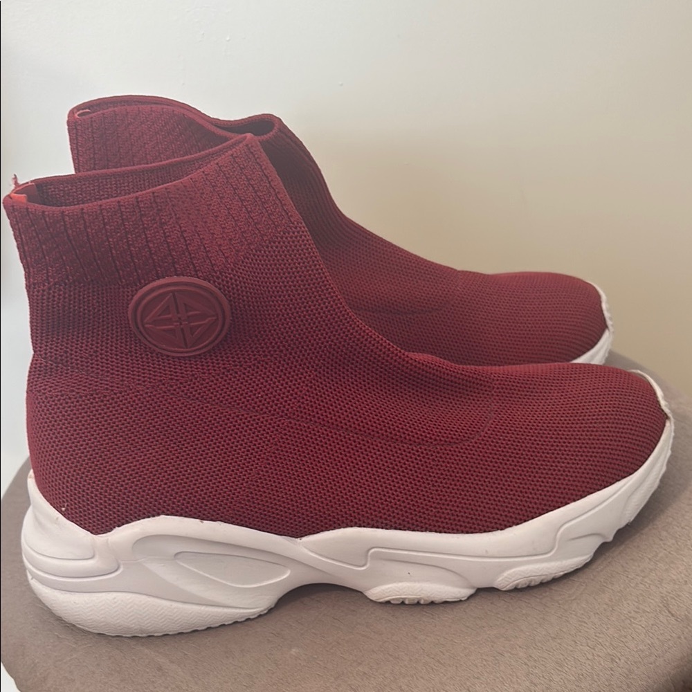 ANTONIO MELANI Burgundy Knit High-Top Sneakers